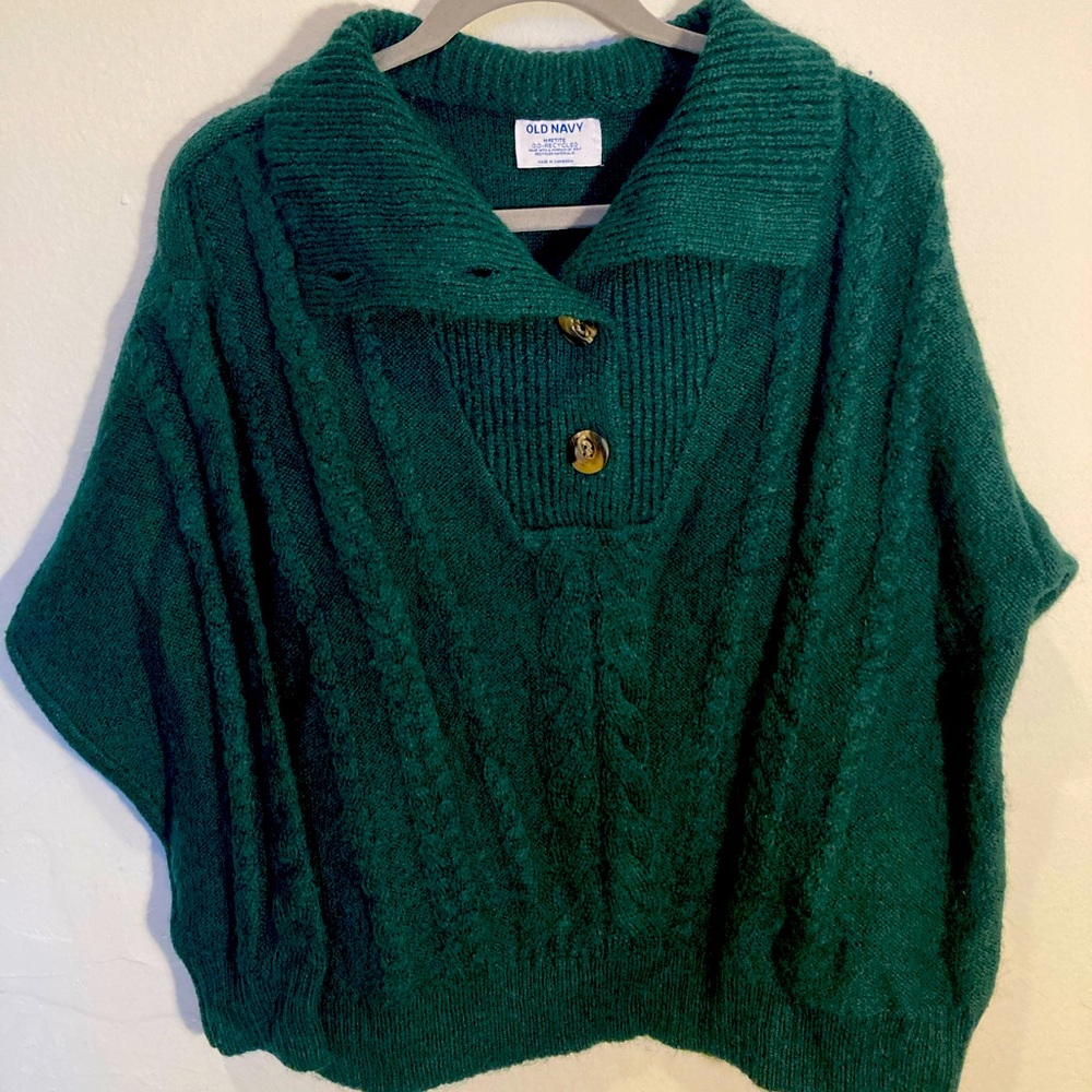 Old Navy green collared knit sweater with buttons NWOT